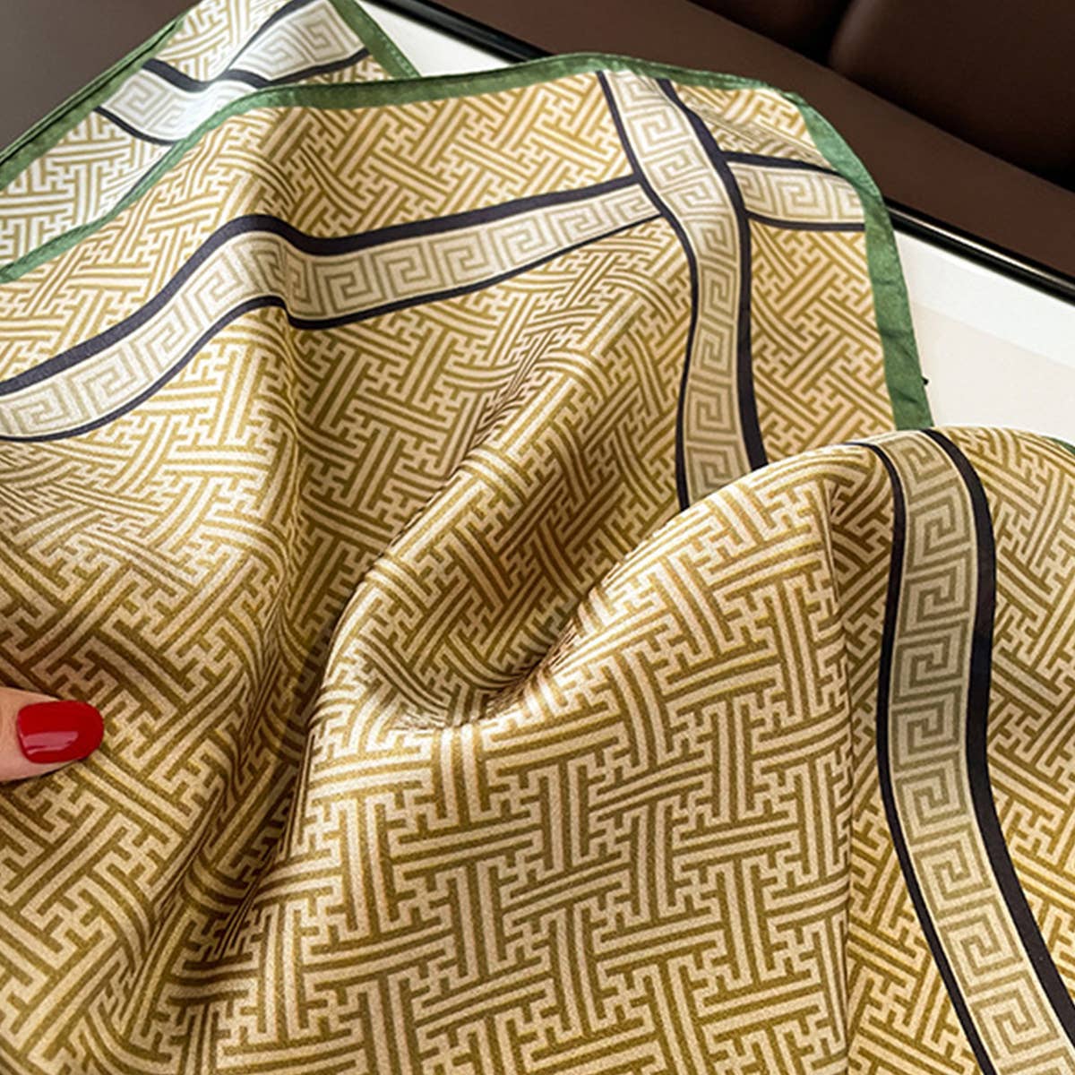 Silk Square Scarf - Maze Print Summer Wrap