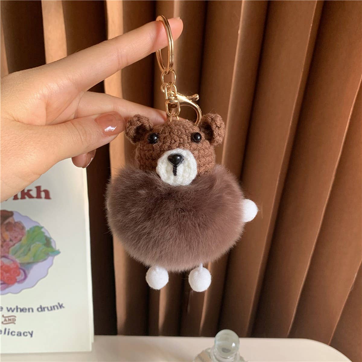 CUTE SMALL WOOL PLUSH BAG PENDANT CAR KEYCHAIN