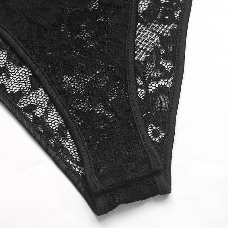 Lace patchwork long-sleeved V-neck jumpsuit