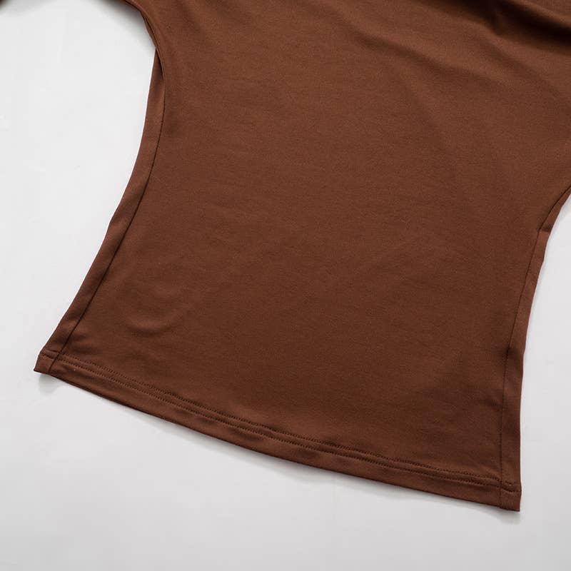 SOLID COLOR SLANT NECK OFF-THE-SHOULDER TOP