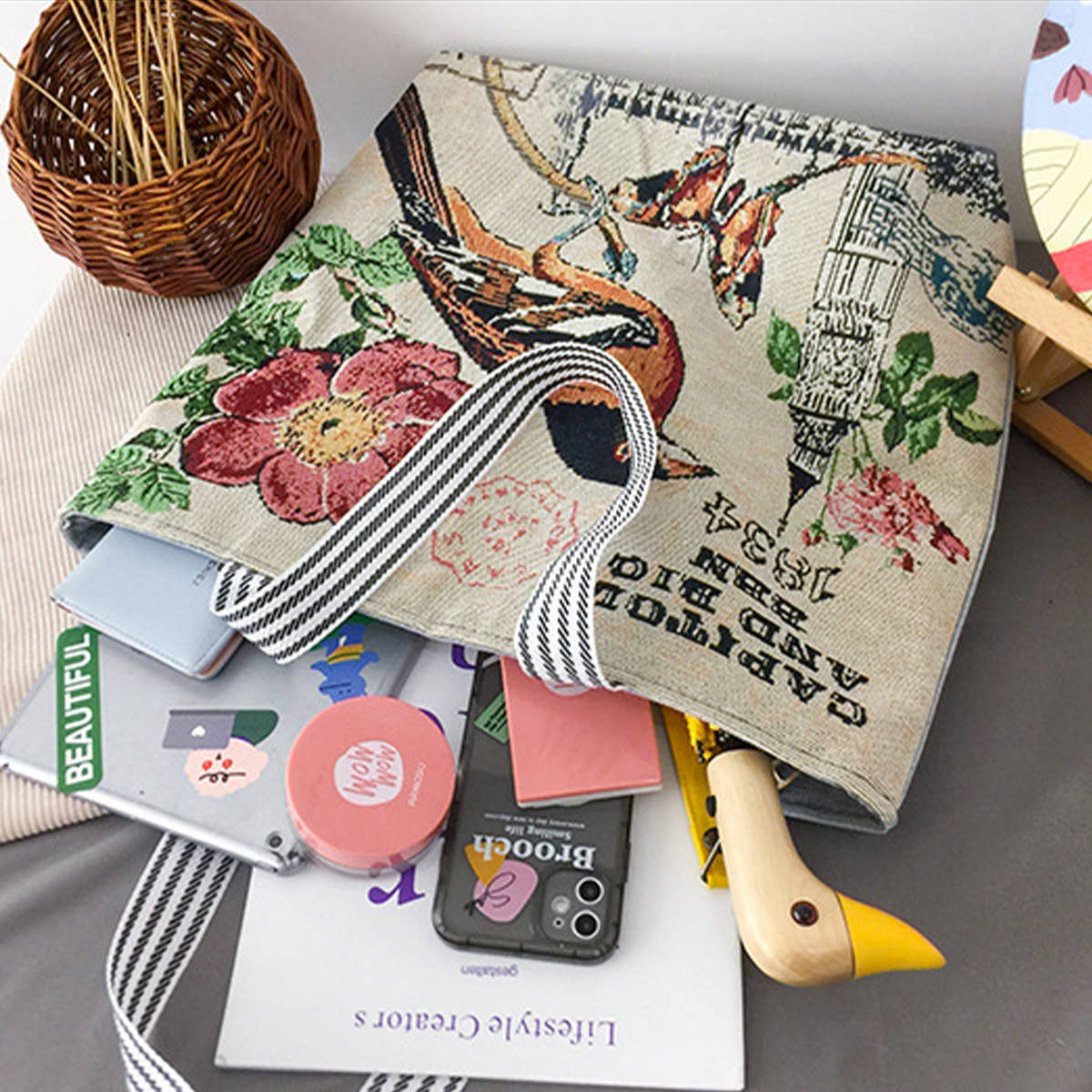 LARGE CAPACITY ETHNIC STYL CANVAS SHOULDER TOTE BAG_CWAB1670