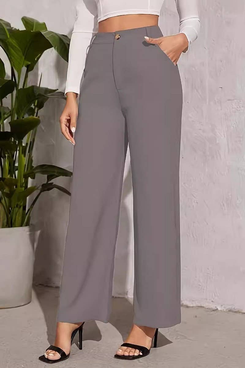 CWBLP2079_SOLID HIGH WAIST SLIM COMFORT DRESS PANTS