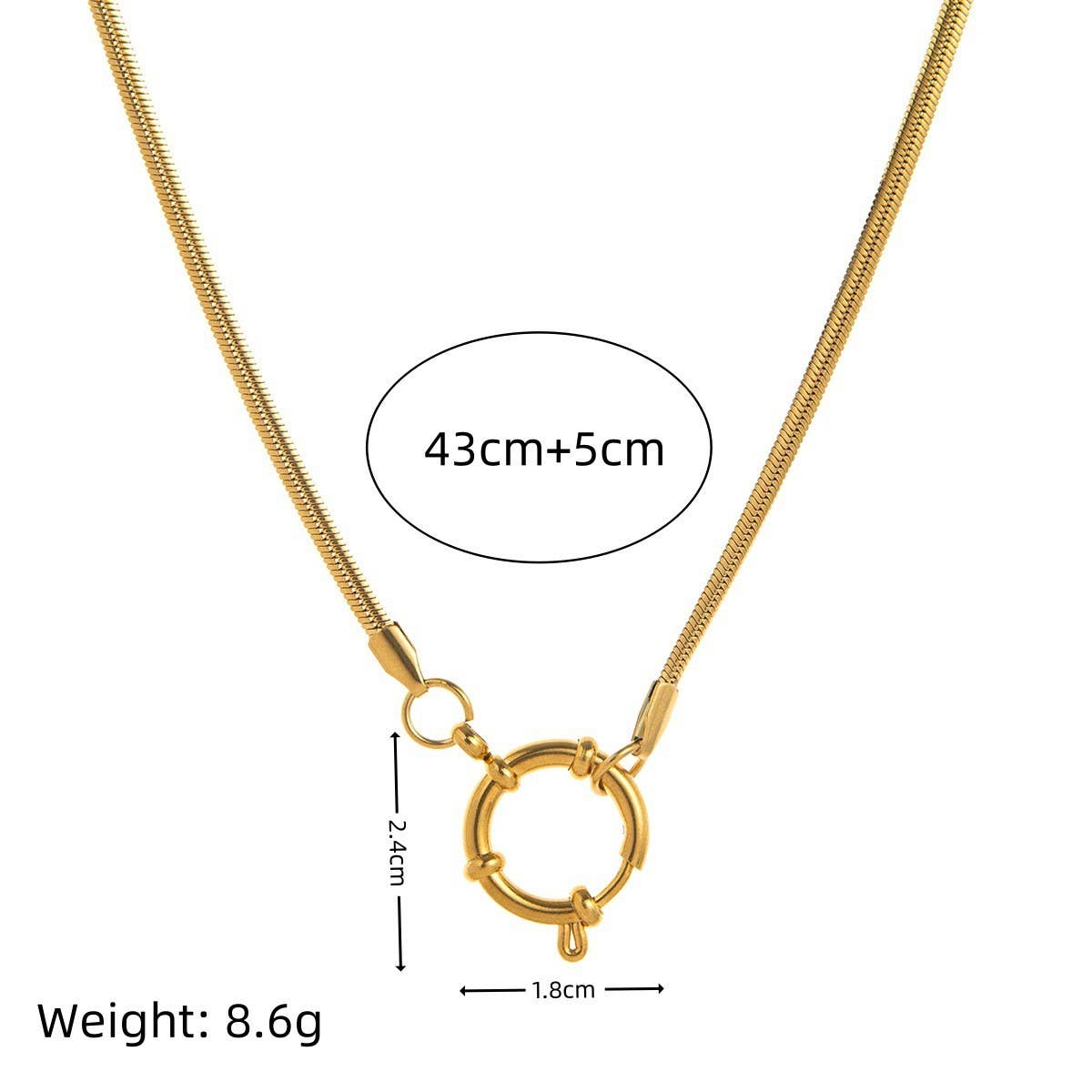Basic loose chain heart round necklace_CWMM5711