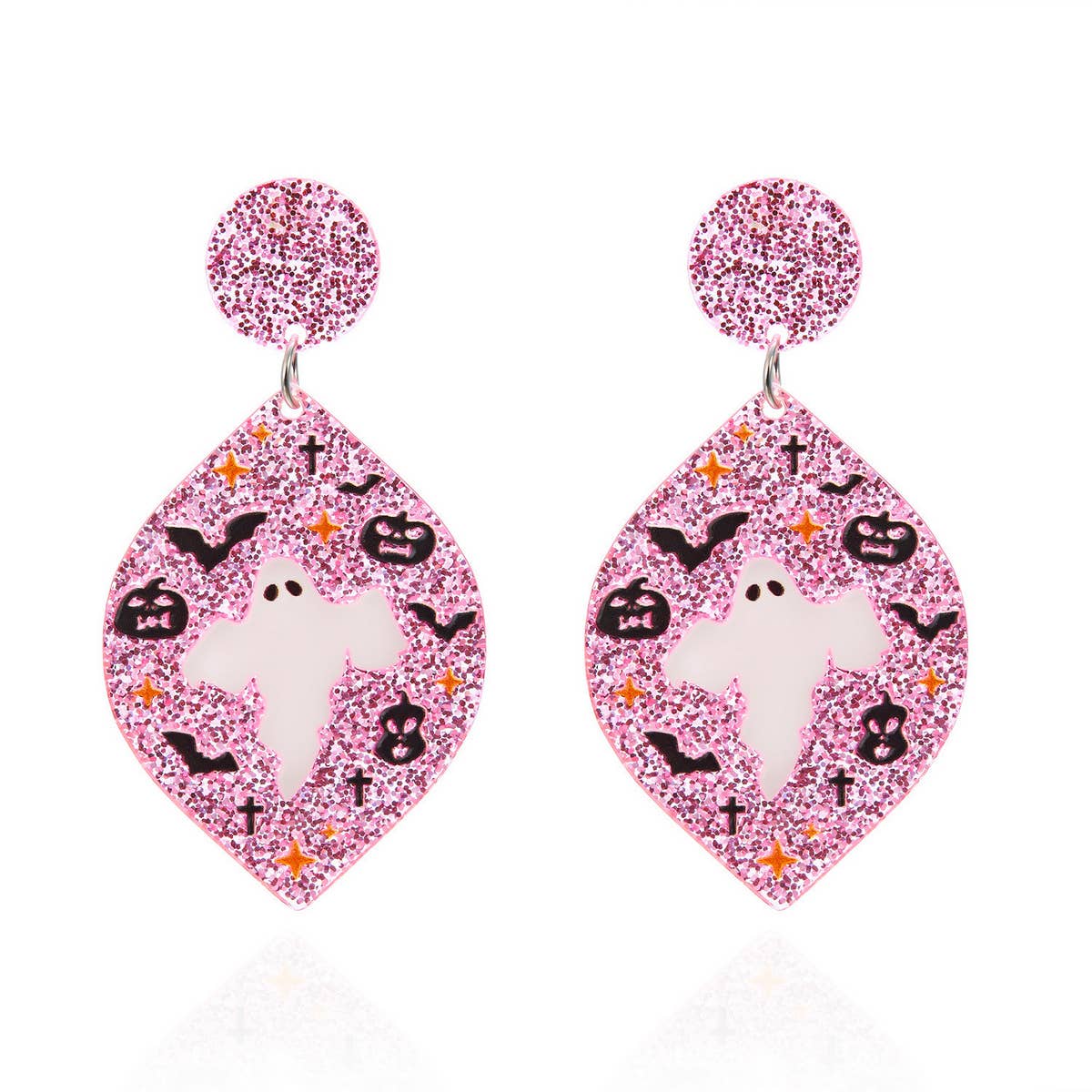 HALLOWEEN FUNNY PUMPKIN BAT LEAF EARRINGS