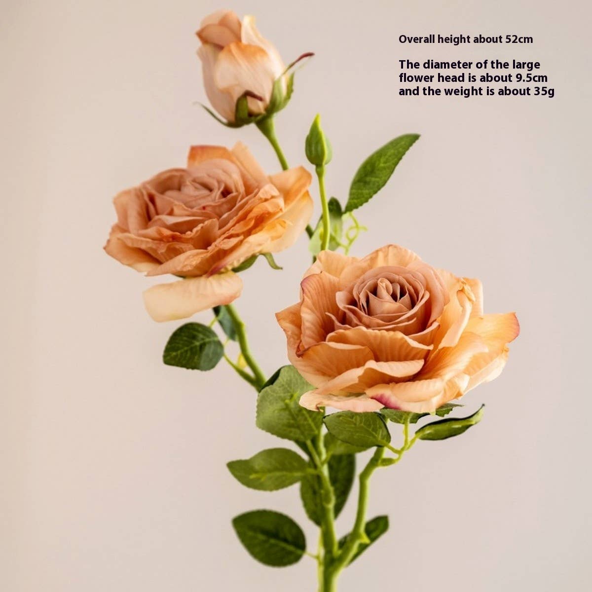 2-Flower 1-Bud Burnt Edge Dried Rose Artificial_CWMM6477