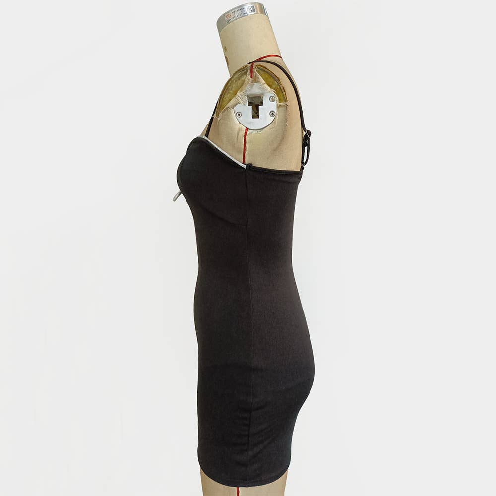 LACE-UP SLEEVELESS HALTER DRESS WITH HIP WRAP