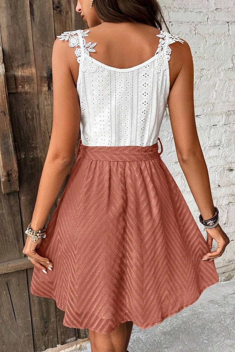 CWDSD8245_CHIC COLORBLOCK V-NECK SLIM FIT WORK DRESS