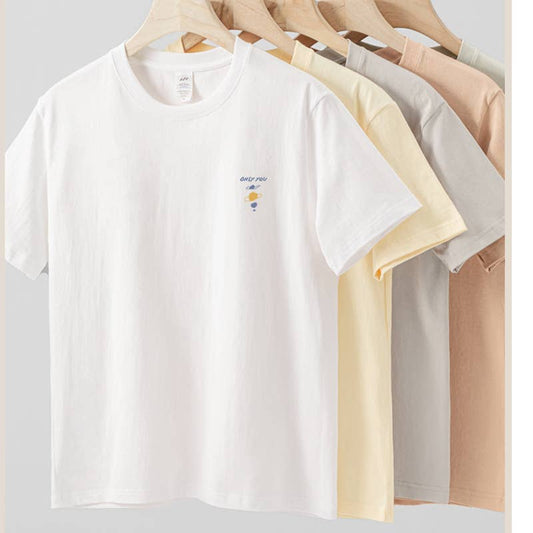 Cwtts0952_Astronaut Print Casual Loose Crew Neck T Shirt