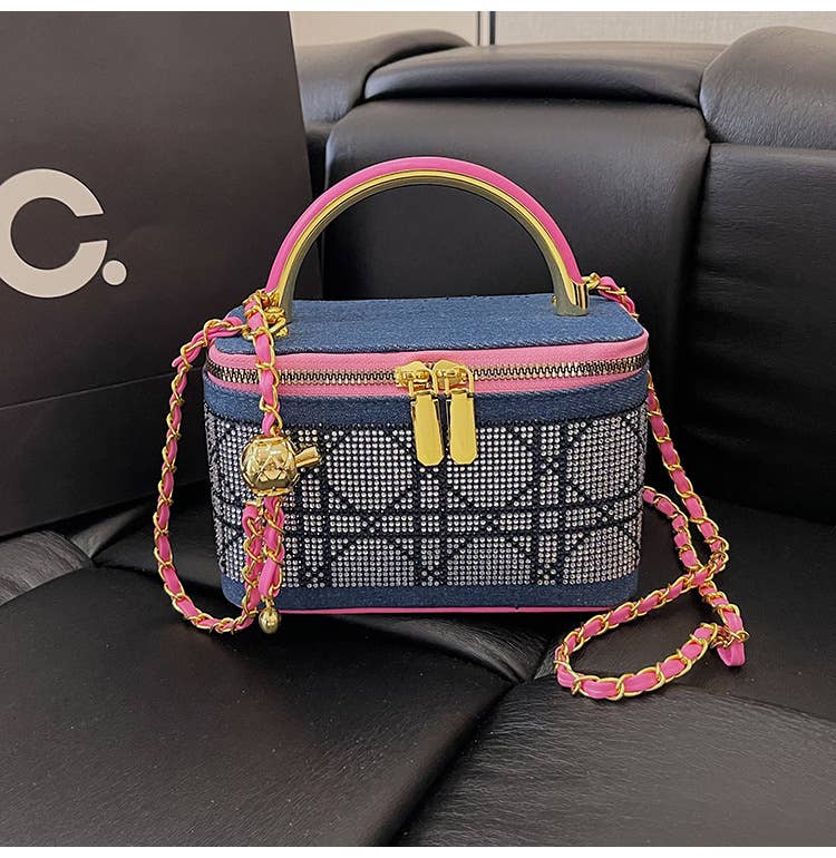 Diamond-shaped crossbody hand-held box bag