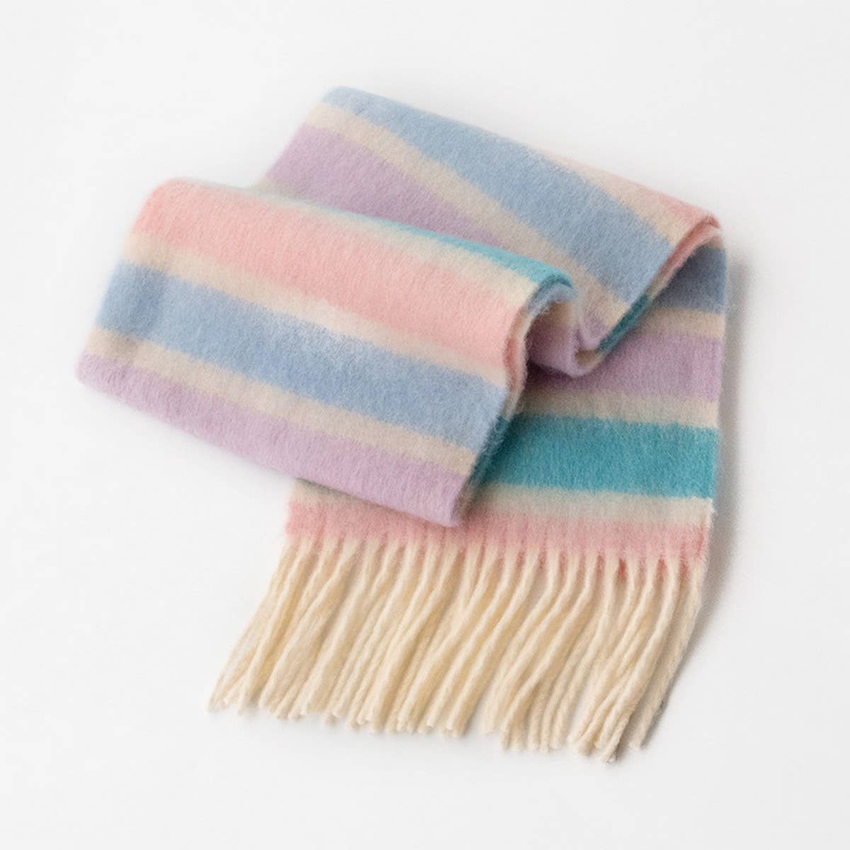 CWASC2722_DOPAMINE RAINBOW FLUFFY THICK WARM SCARF SHAWL