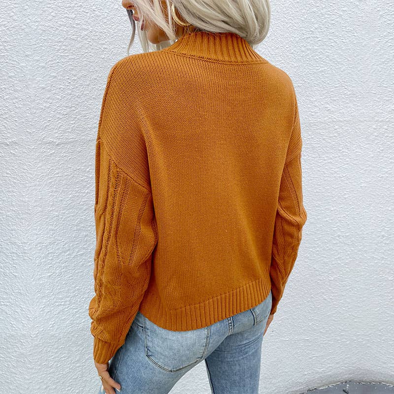 SOLID COLOR LONG SLEEVE SWEATER WITH TWIST