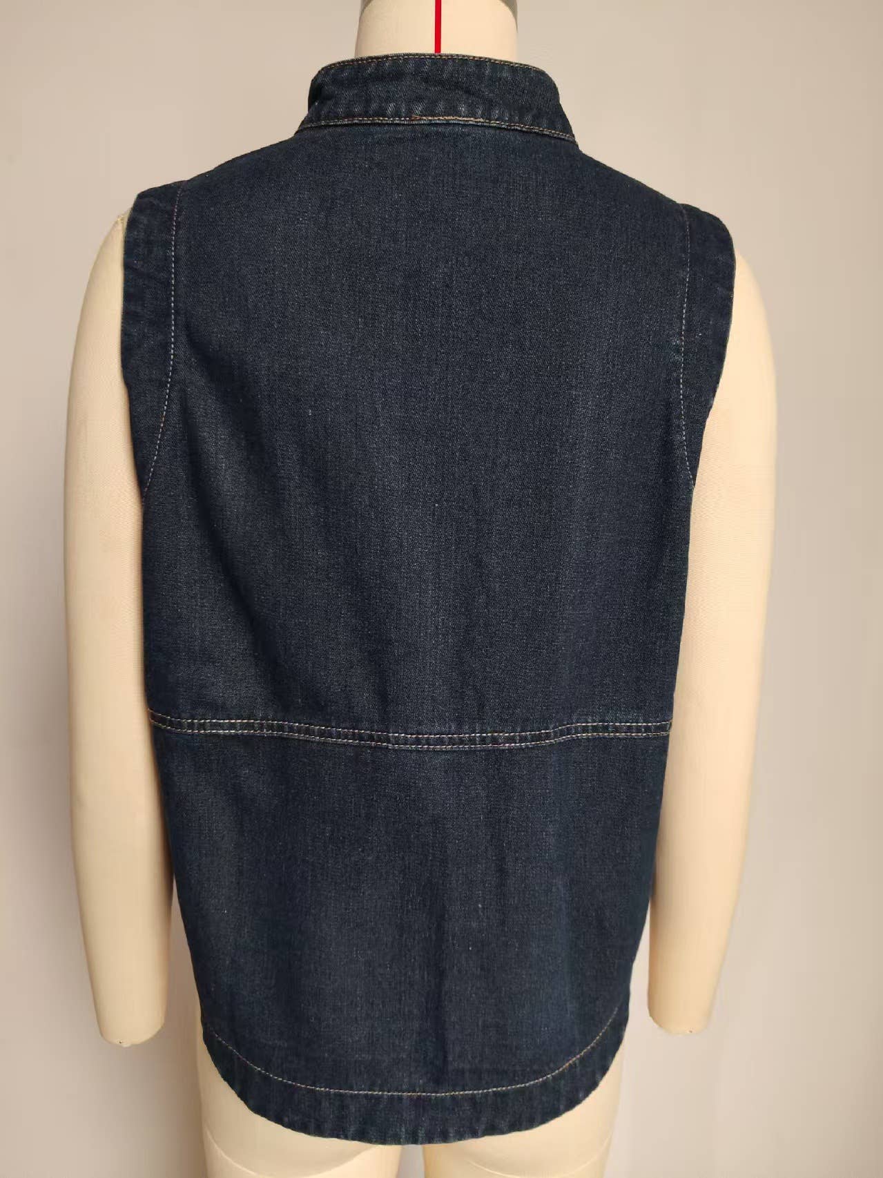 Washed casual loose denim vest jacket