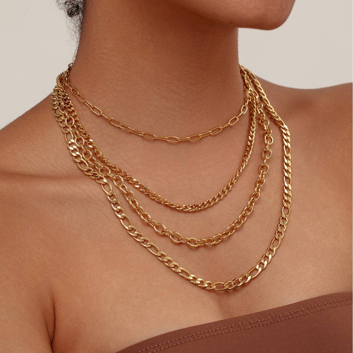 LAYERED CUBAN PAPERCLIP CHAIN NECKLACE