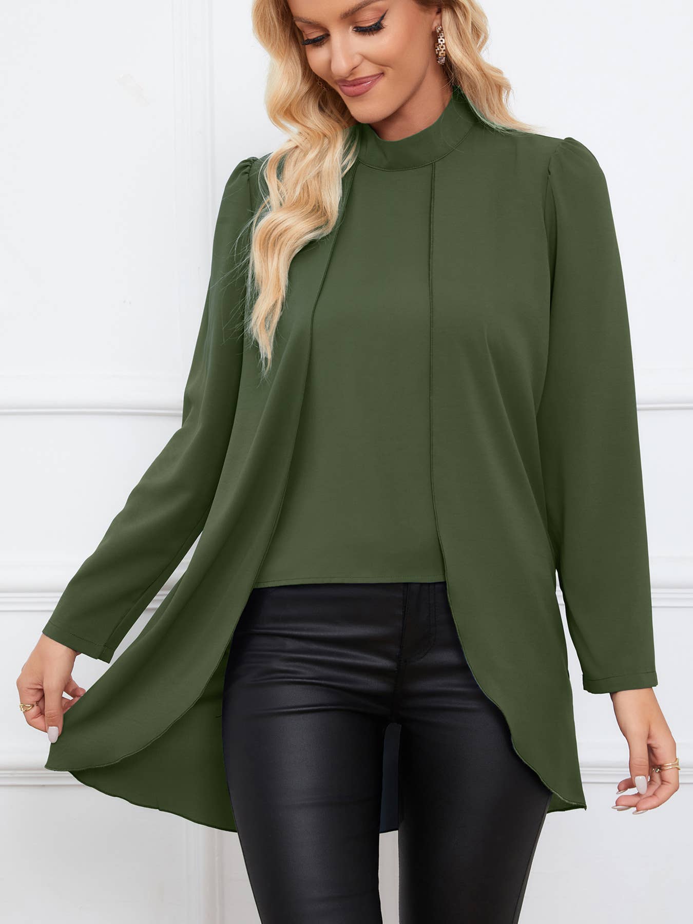FAKE TWO SHIRTS LONG-SLEEVED STAND-UP COLLAR TOP