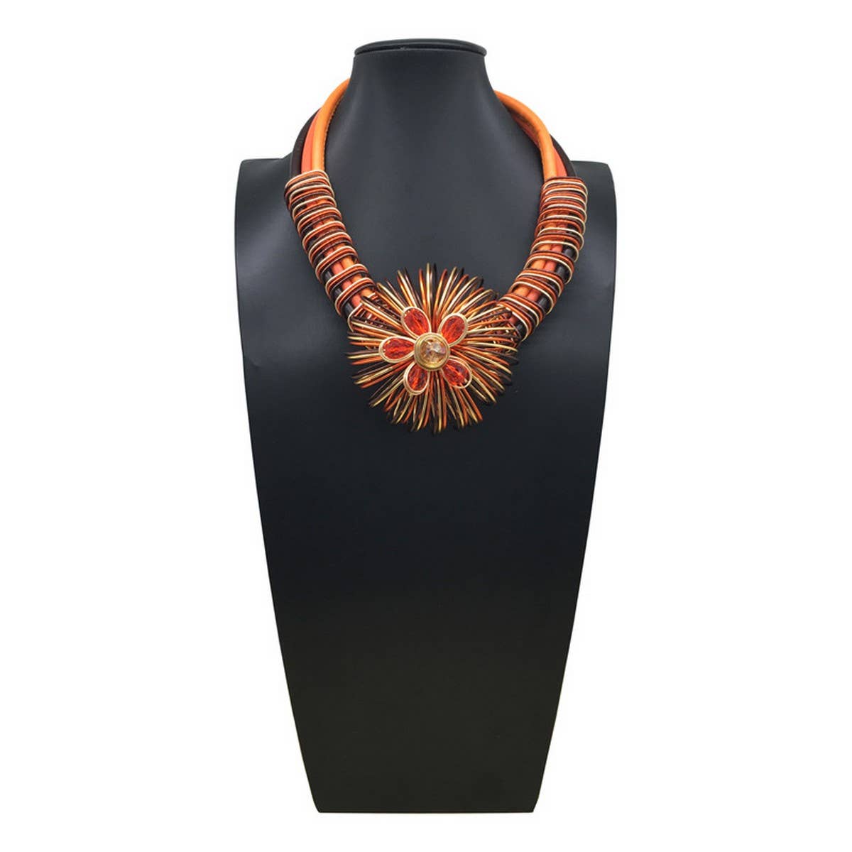 HANDMADE ALUMINUM WIRE FLOWER NECKLACE EARRING SET