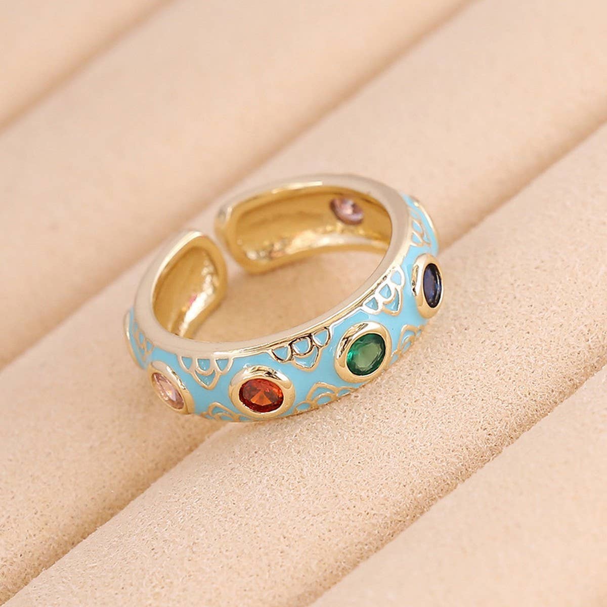 MULTICOLOR OIL DRIP OPEN PERSONALITY HIP HOP RING