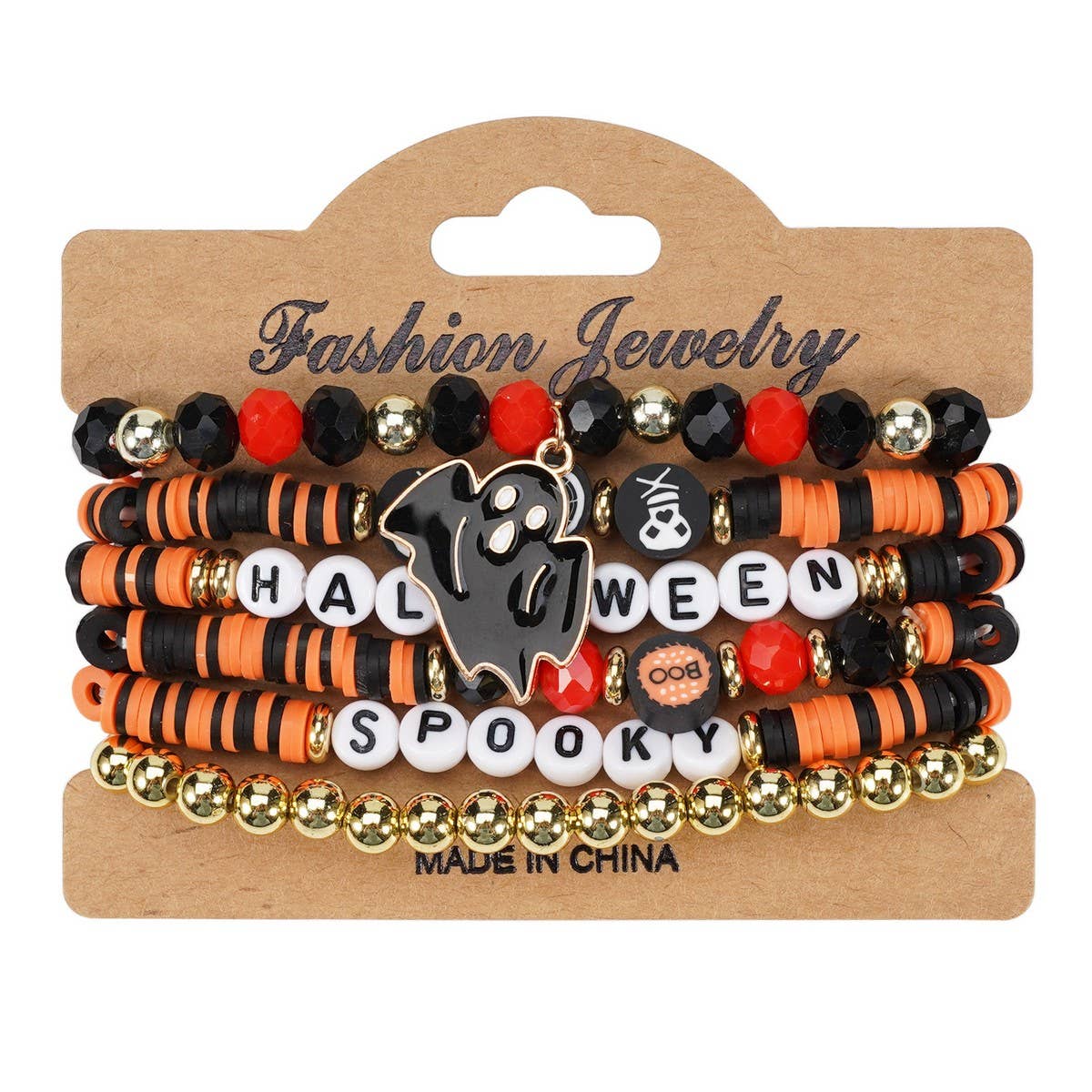 CWMM10458_HALLOWEEN CRYSTAL CLAY BEADED CHARM BRACELET