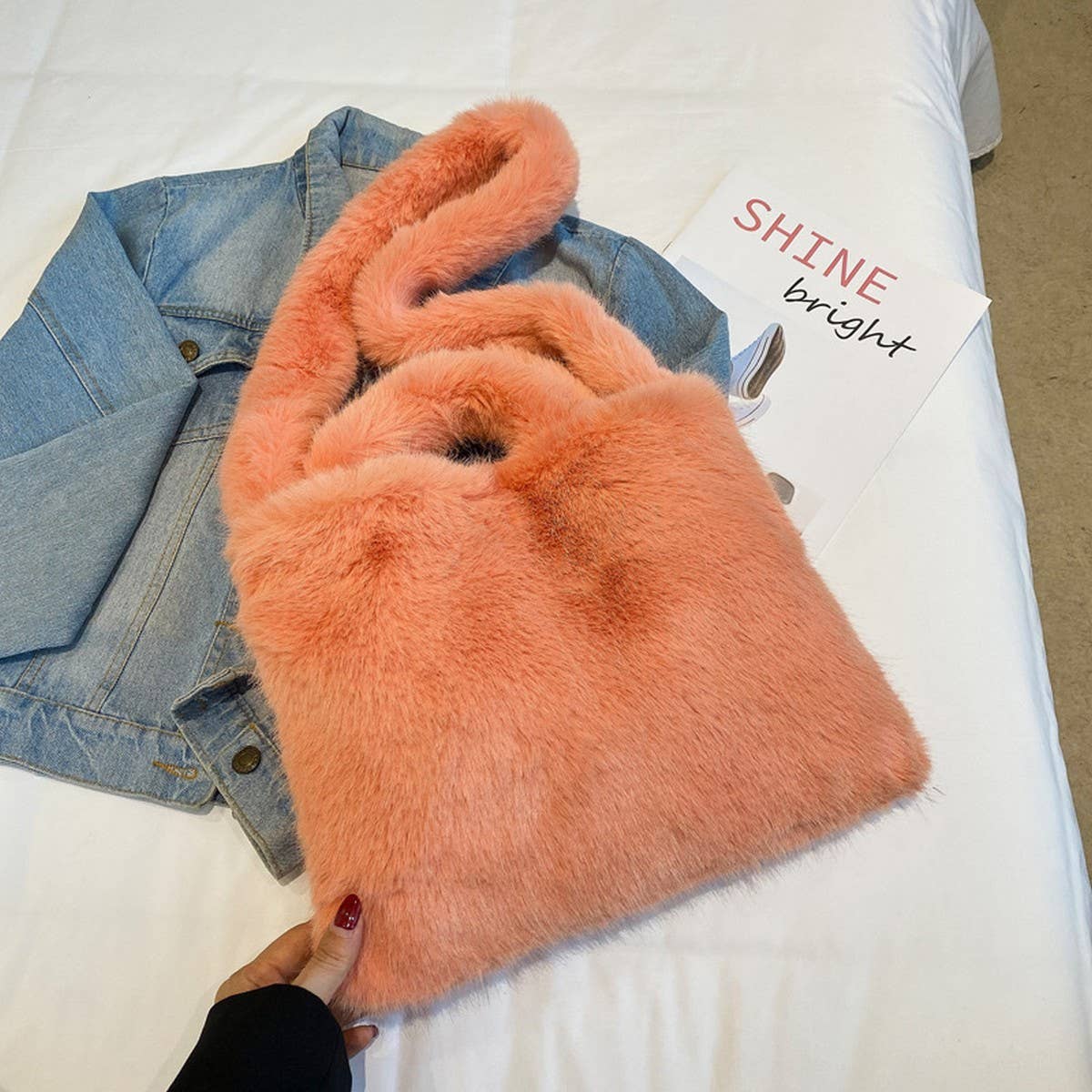 Plush Tote Bag Women Large Shoulder Crossbody_CUAB00561