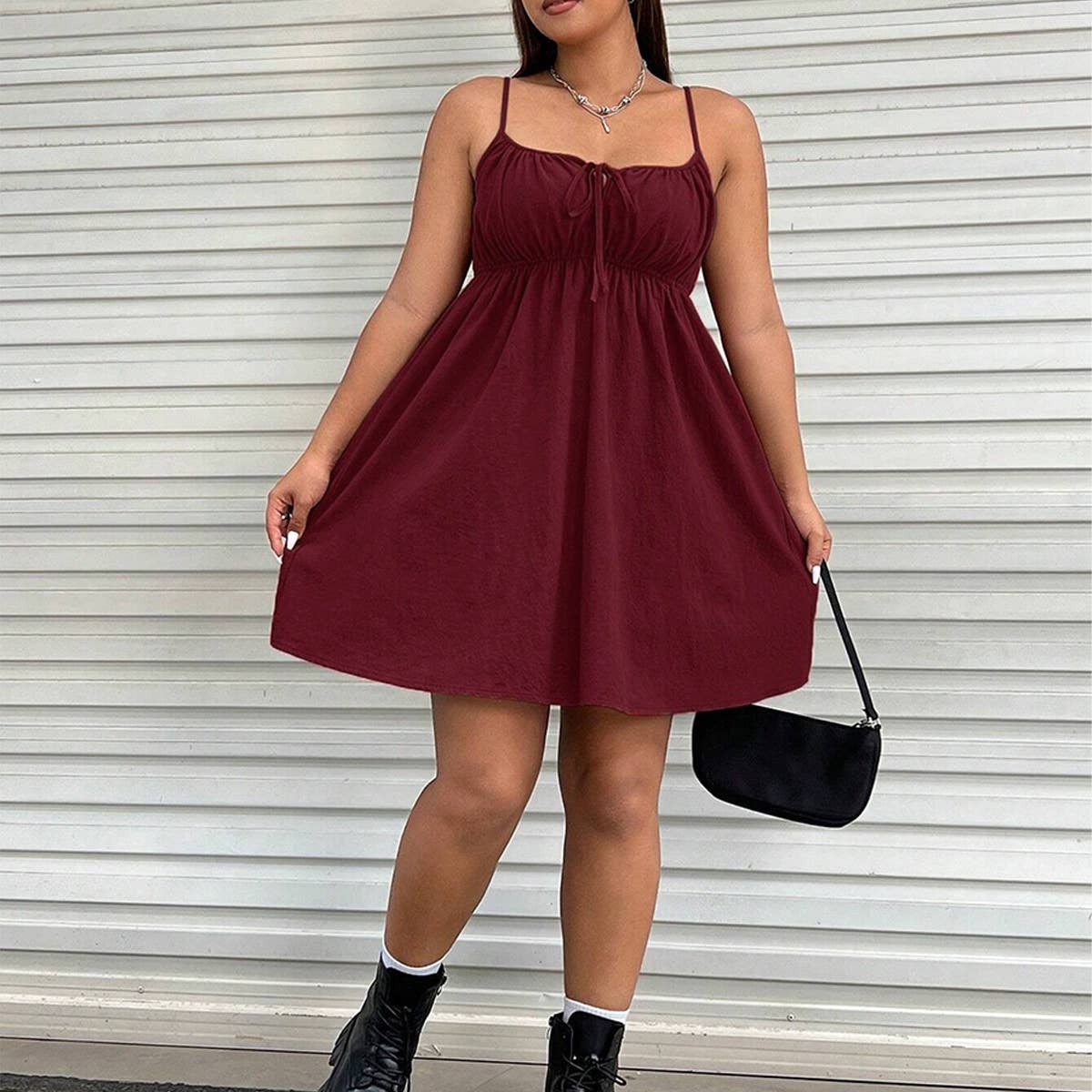 Sleeveless Mini Dress ??Waist Slim Strappy Fit_CWDHL1043