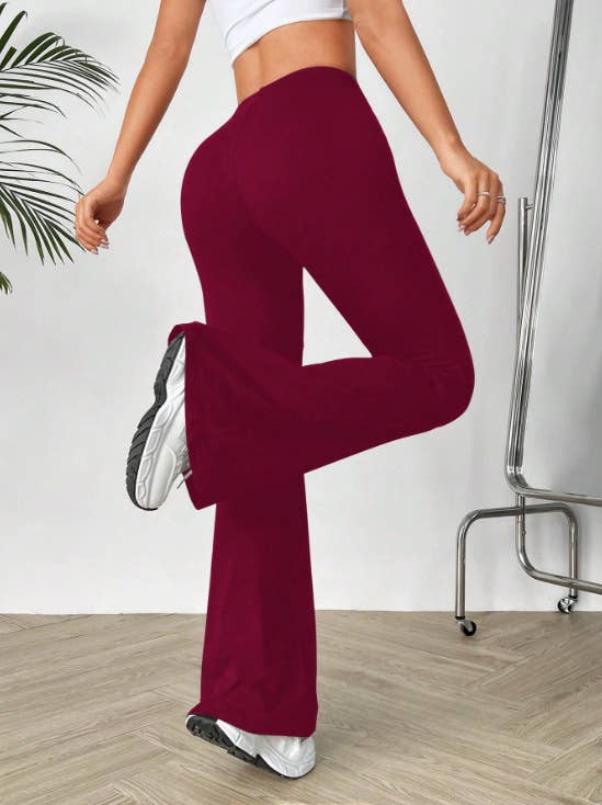 V-shaped waist slimming slightly flared trousers
