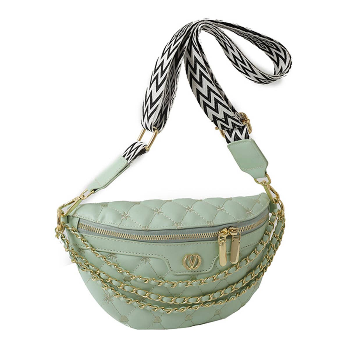 PU TRIPLE CHAIN STRAP BELT BAG,CROSSBODY BAG_CWAB0944