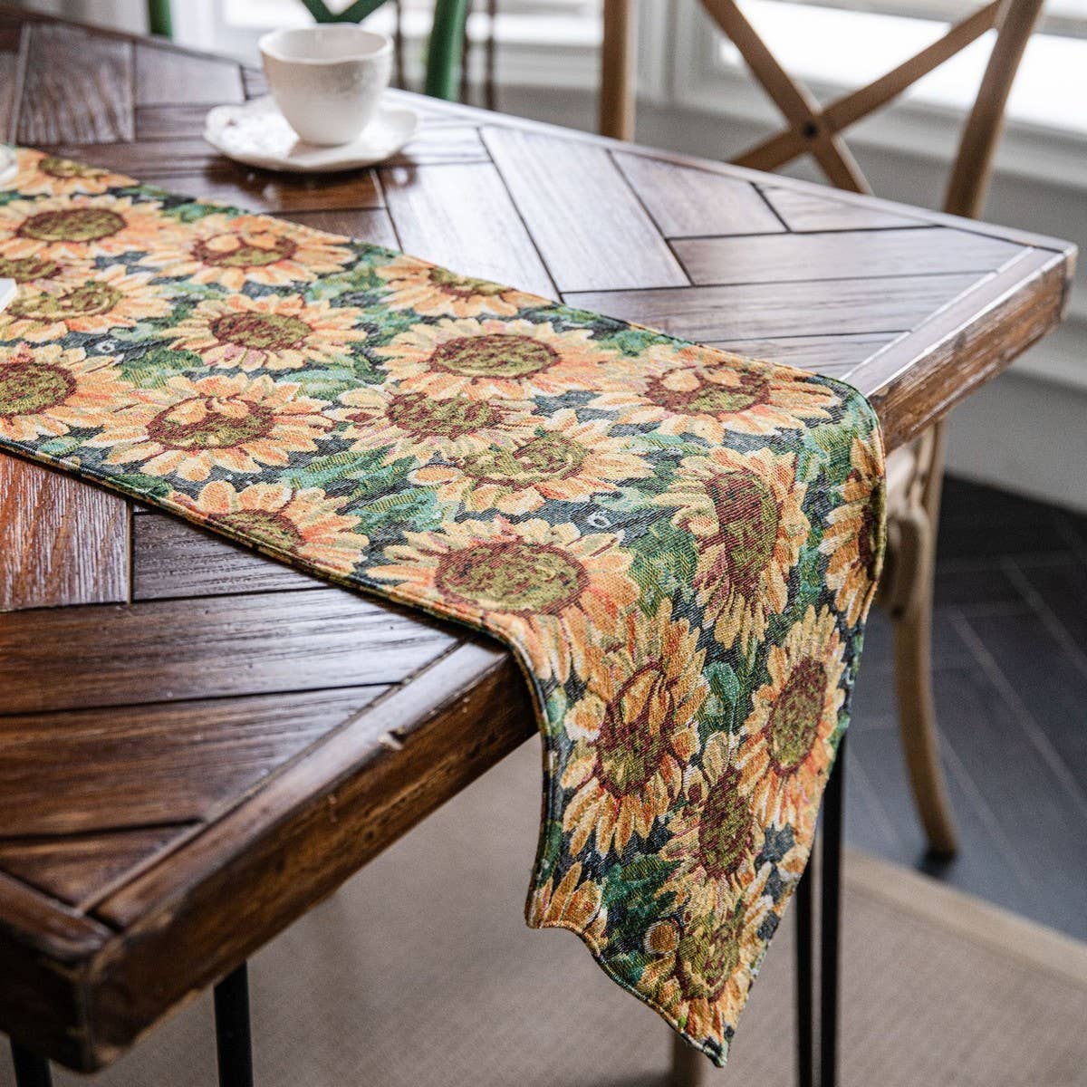AMERICAN COUNTRY SUNFLOWER JACQUARD TABLECLOTH_CWMM0996