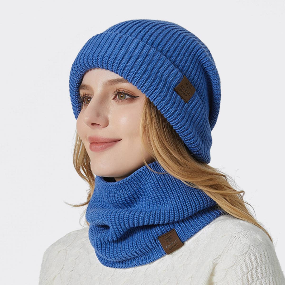 CWAH2207_WINTER THICKENED WOOLEN HAT BIB TWO-PIECE SET