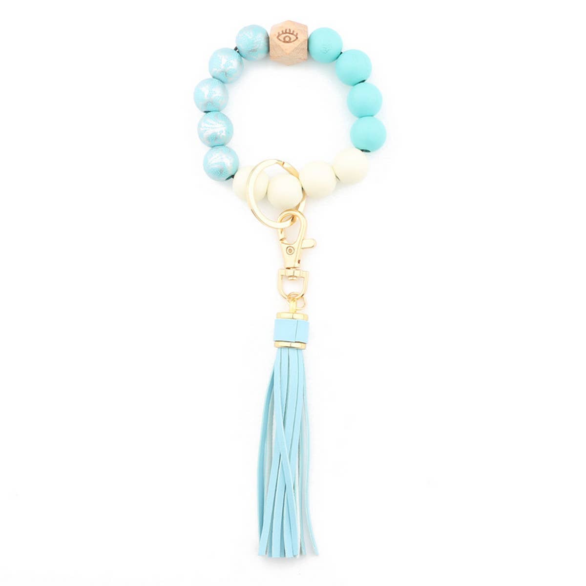 TASSEL PRINTED WOODEN BEAD KEYCHAIN