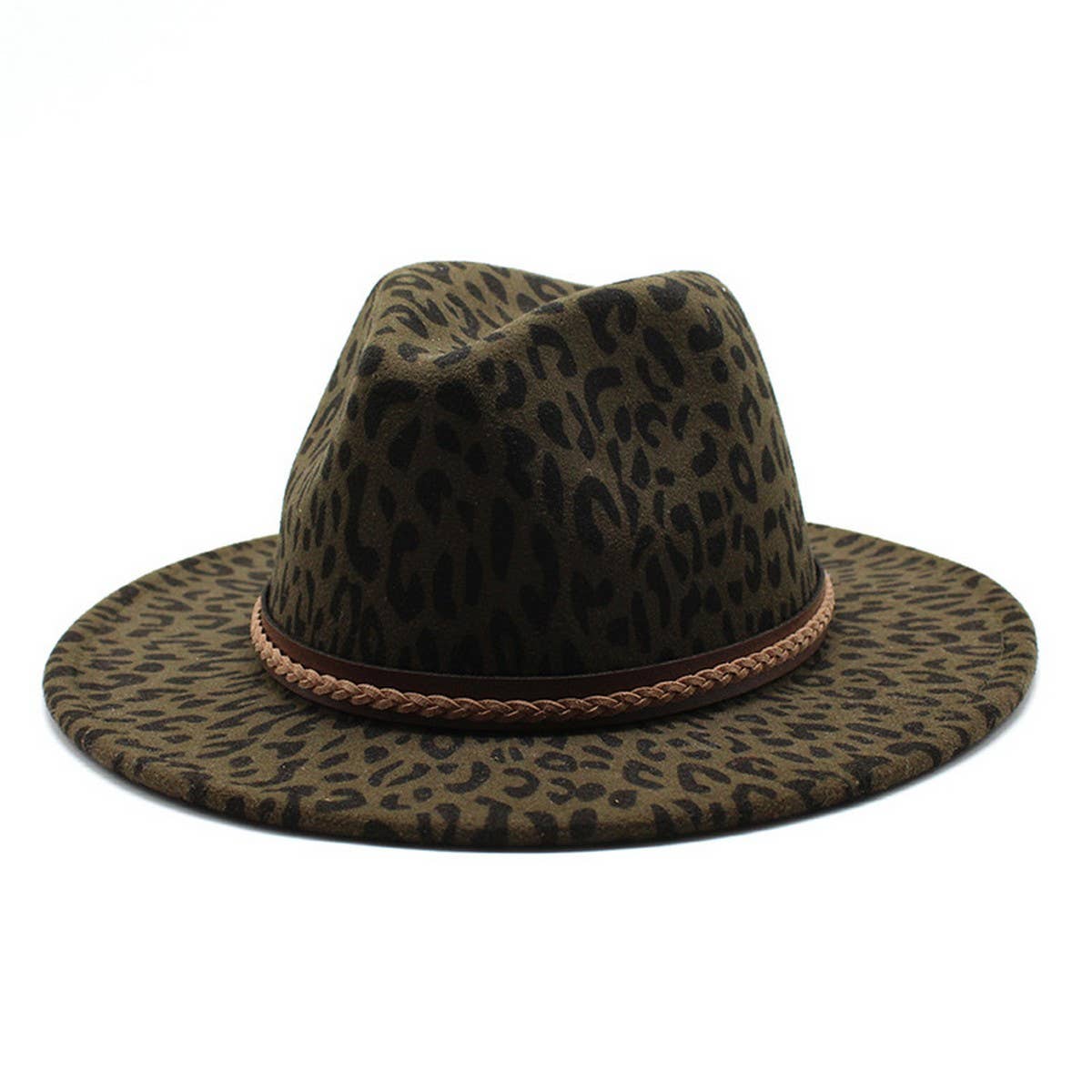 LEOPARD PRINT HAT JAZZ HAT WOOLEN HAT WIDE BRIM HAT_CWAH2604