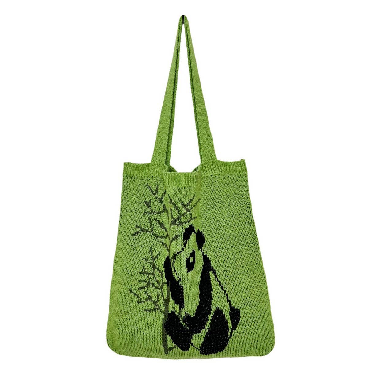 CWAB4581_PANDA PATTERN KNITTED HOLLOW WOVEN SHOULDER BAG