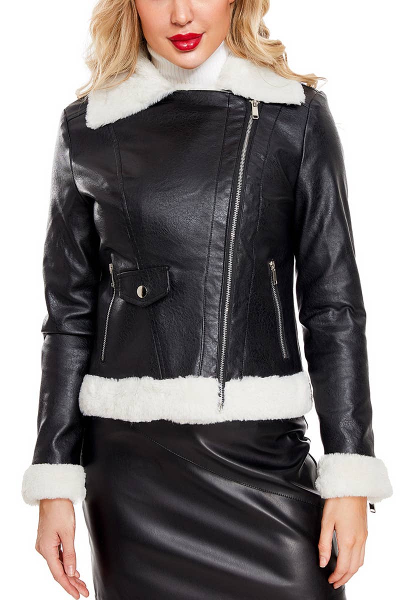 WARM LONG SLEEVE LAPEL AND FLEECE COAT