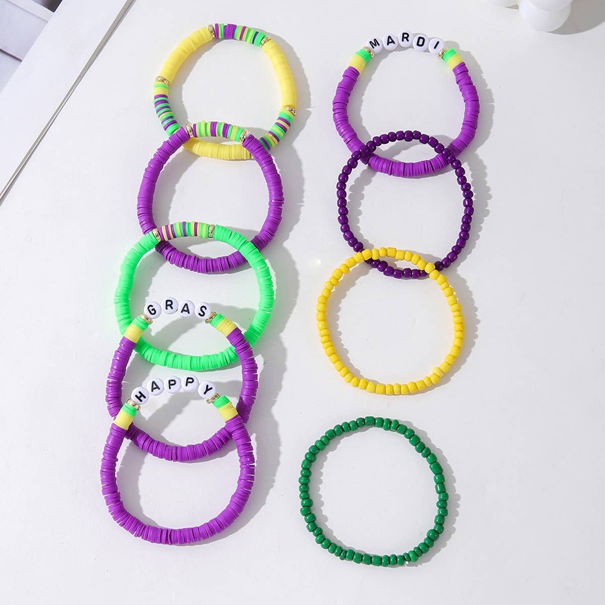 MULTI-LAYERED POLYMER CLAY LETTER BRACELET SET