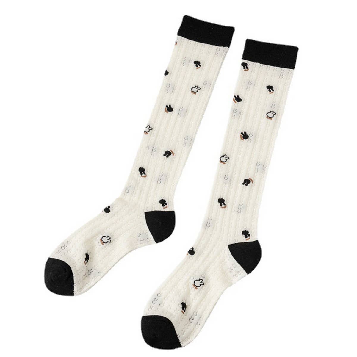 HOLLOW JACQUARD MIDDLE-CALF SOCKS