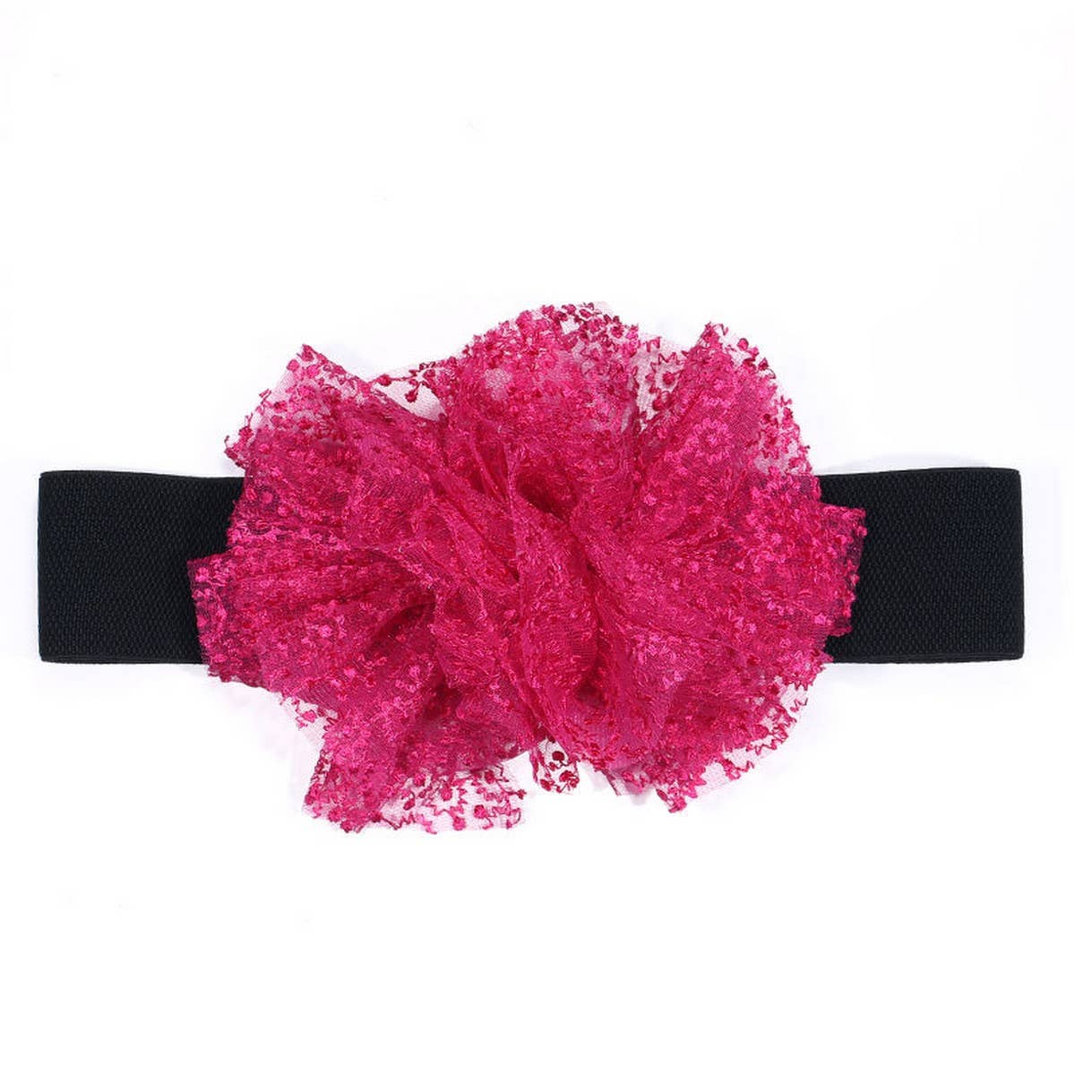 Oversized Tulle Flower Elastic Belt for Women_CWMM6423