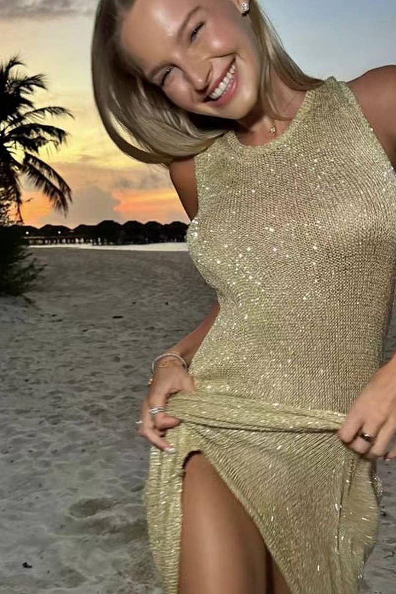 CWDMD4740_BACKLESS TIGHT SEQUINED BEACH LONG DRESS