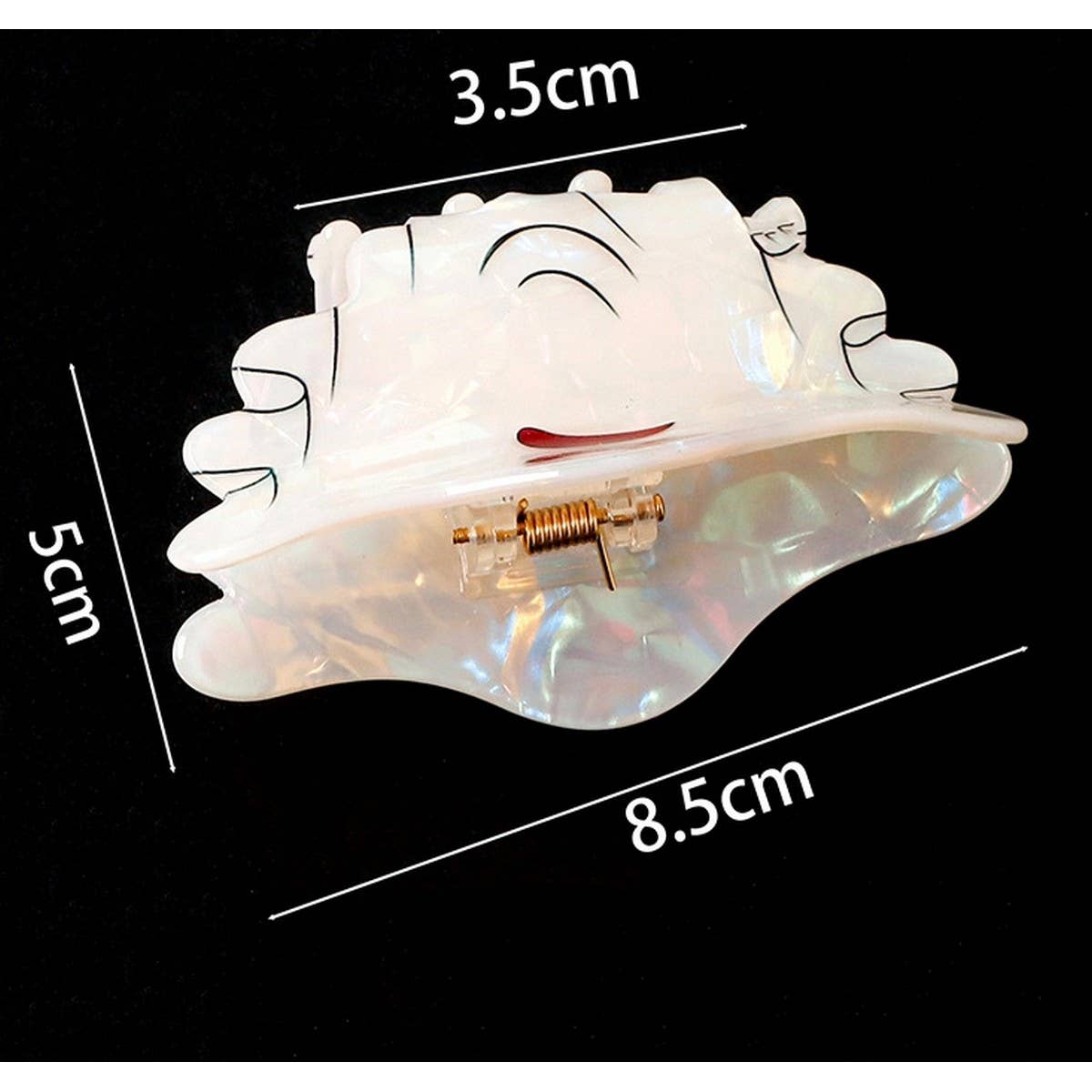 CWAHA1613_HALLOWEEN WHITE GHOST CARTOON EMOJI HAIR CLAW CLIP