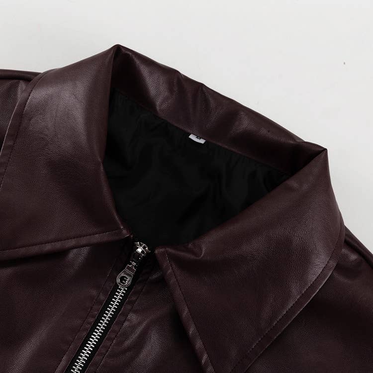 Fashionable zipper motorcycle leather jacket