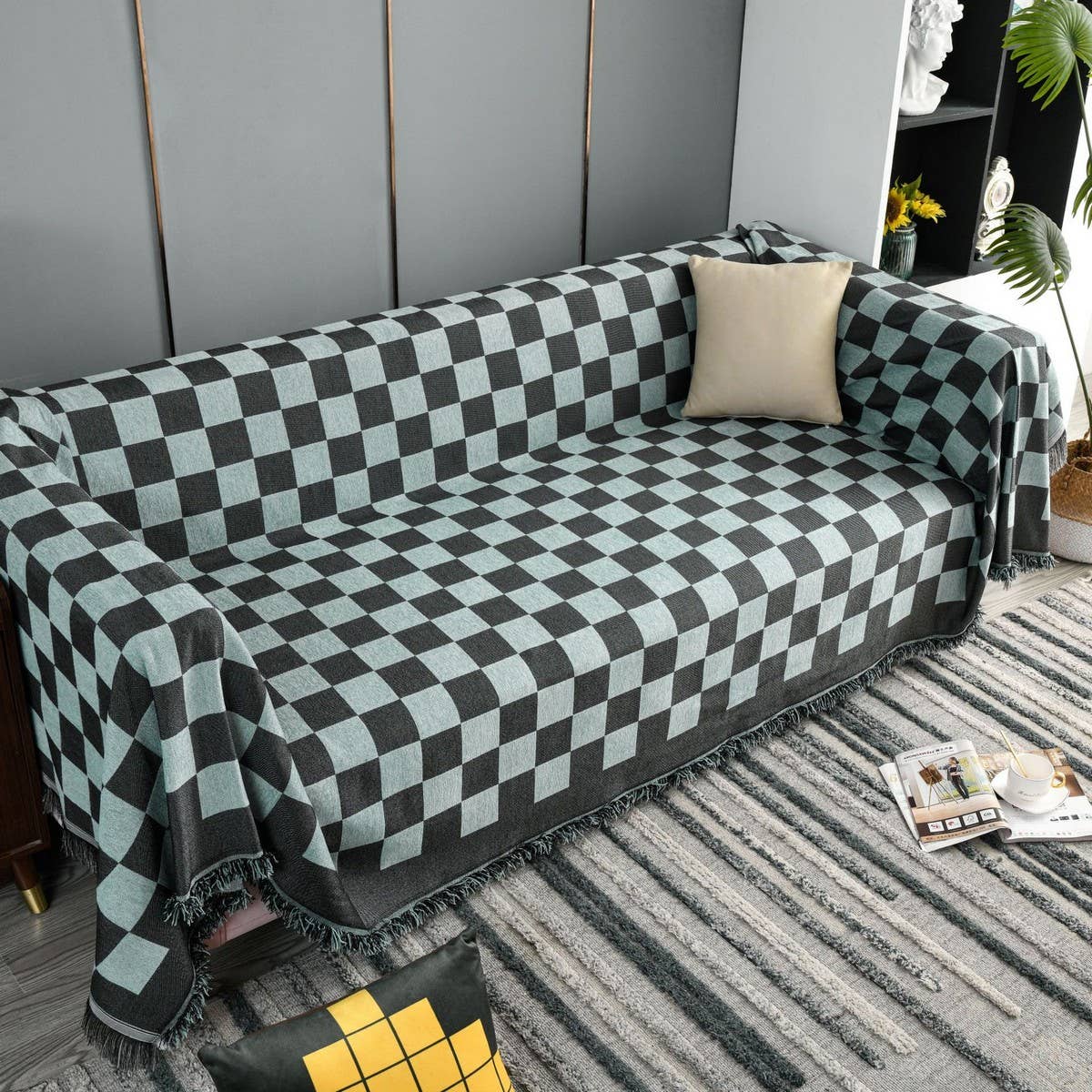 MODERN SIMPLE CHESSBOARD SOFA THROW
