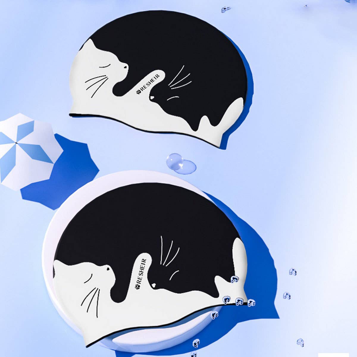 XL Silicone Swim Cap for Long Hair Adults Earproof_CWMM6703