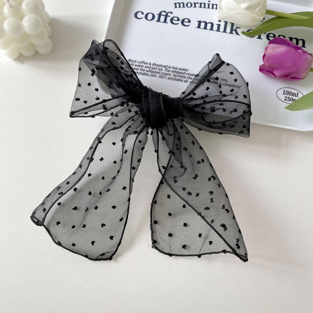 FASHIONABLE POLKA DOT BOW SCARF SCARF
