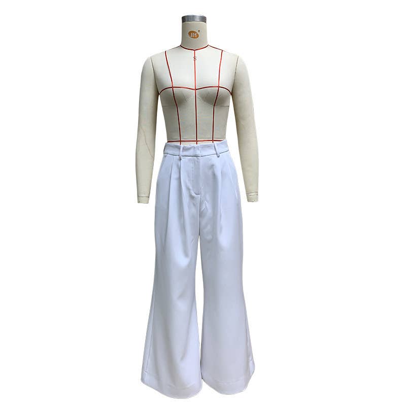 Versatile solid-colored loose wide-leg trousers