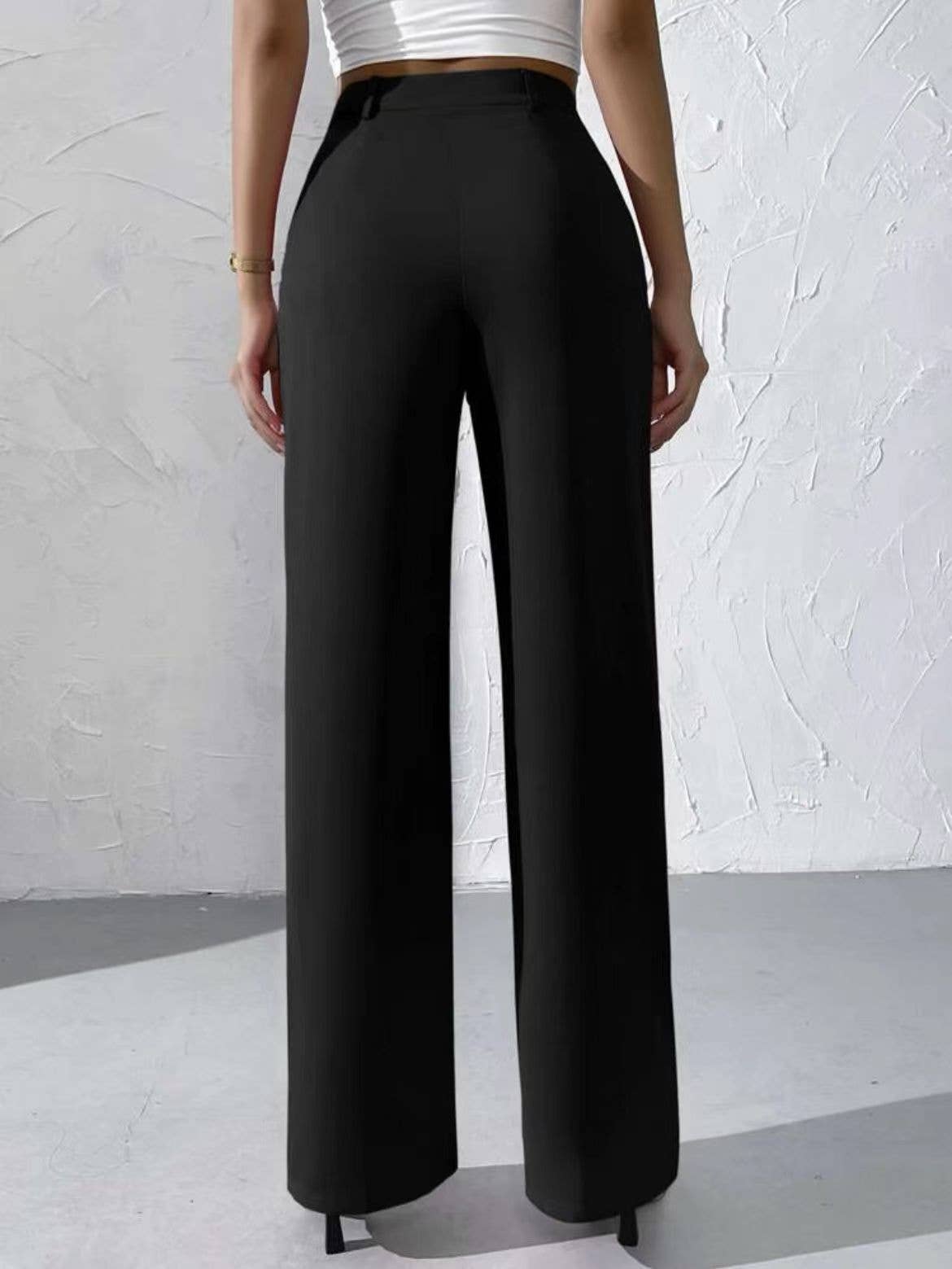 Elegant solid color dangling wide-leg suit pants