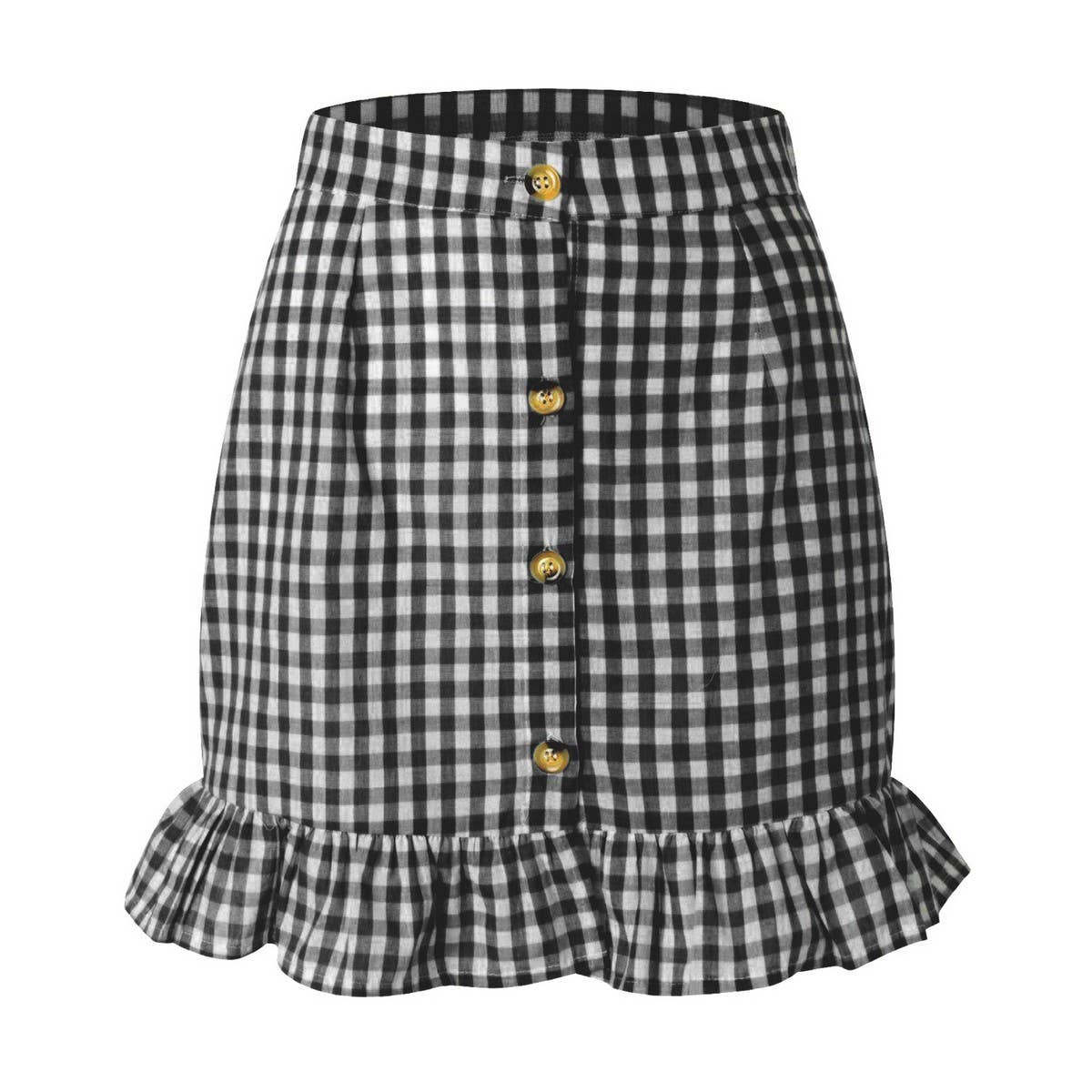 PLAID RUFFLED SHORT SKIRT SMALL FRESH PLAID SKIRT_CWBSS0415
