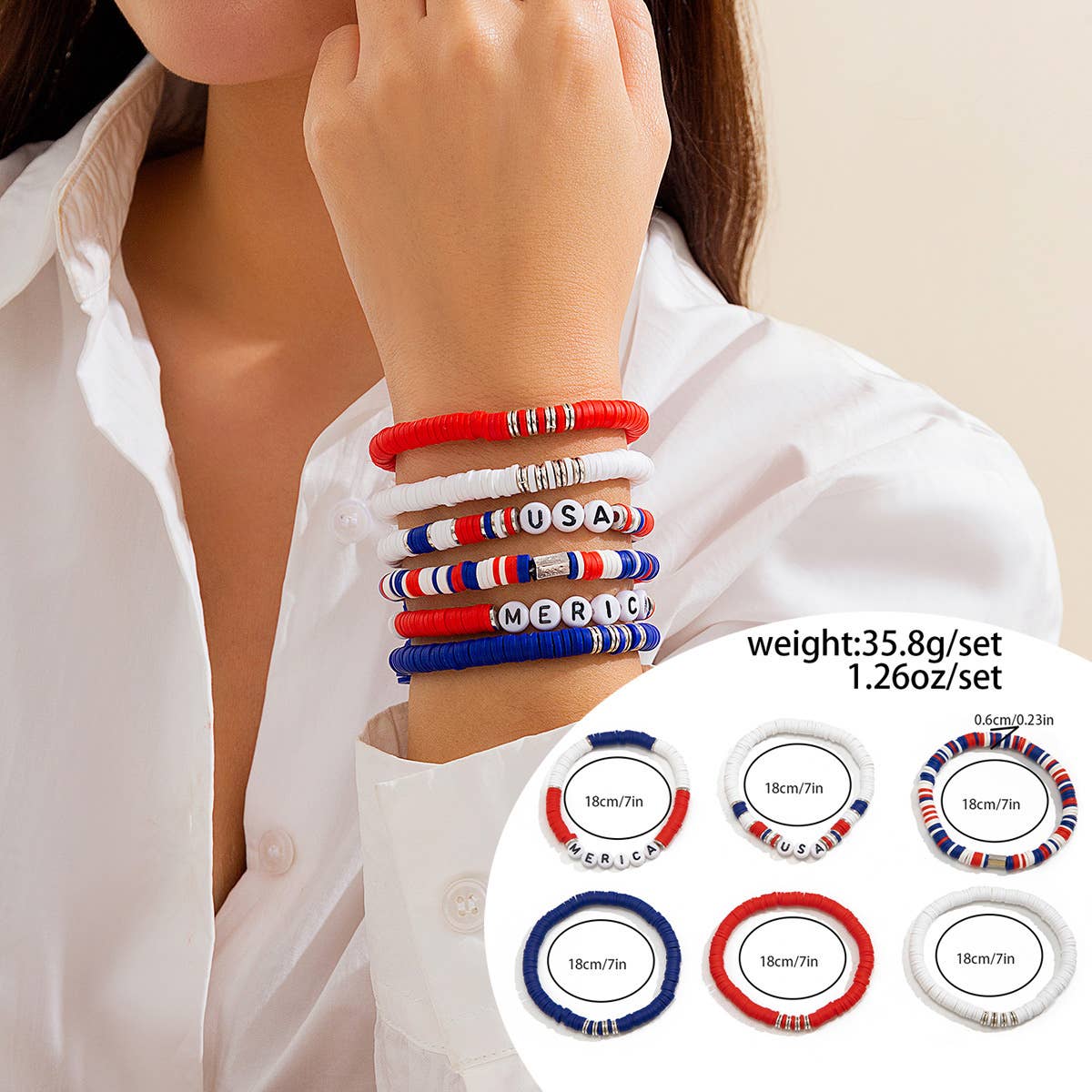 NEW FLAG CONTRAST COLOR BEADED BRACELET