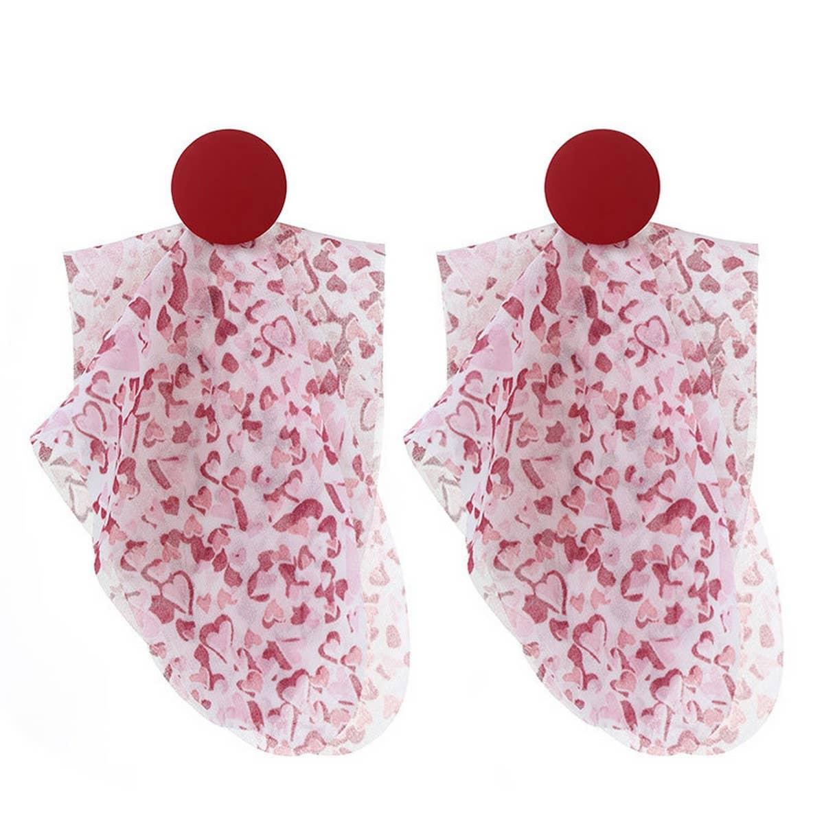 Long Dyed Fabric Heart Earrings ? Handmade Style