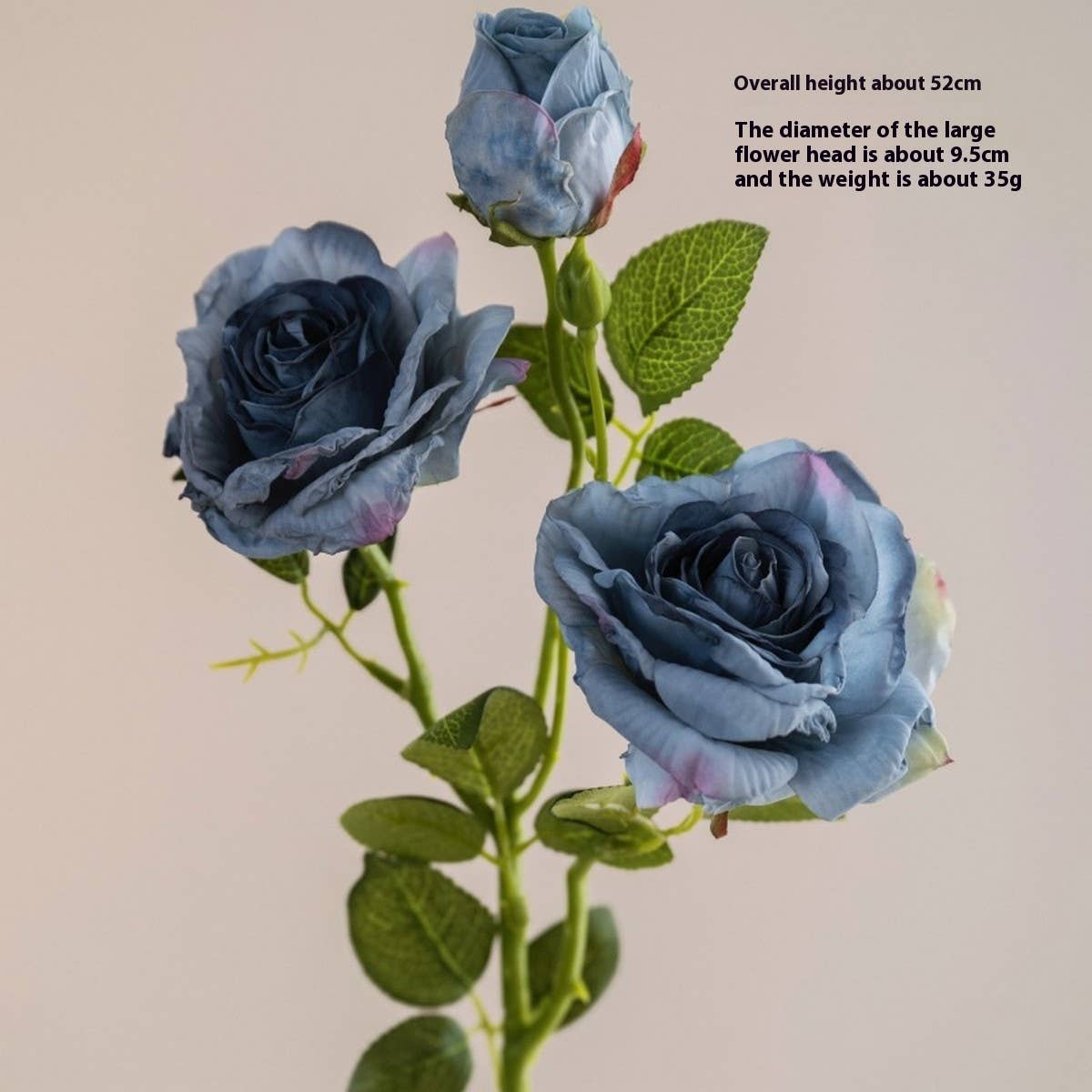 2-Flower 1-Bud Burnt Edge Dried Rose Artificial_CWMM6477