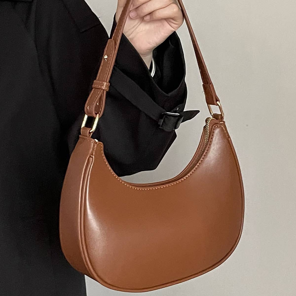 CWAB4835_SIMPLE CASUAL CRESCENT-SHAPED SHOULDER HANDBAG