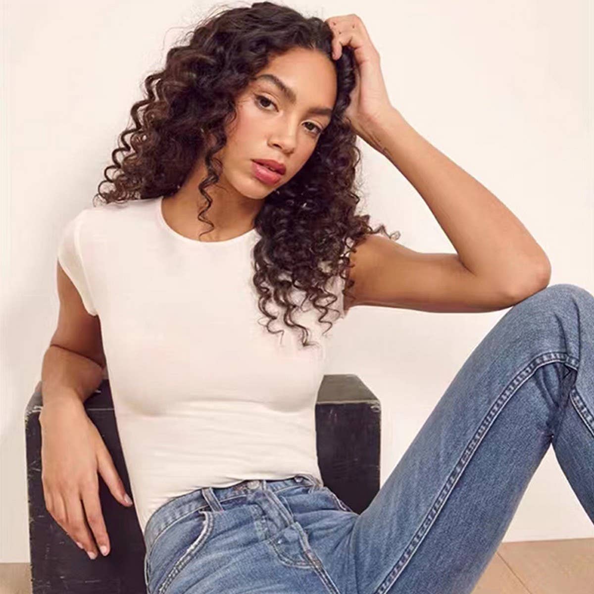 SEXY ROUND NECK SHORT SLEEVED BODYCON BODYSUIT_CWTBLS0313