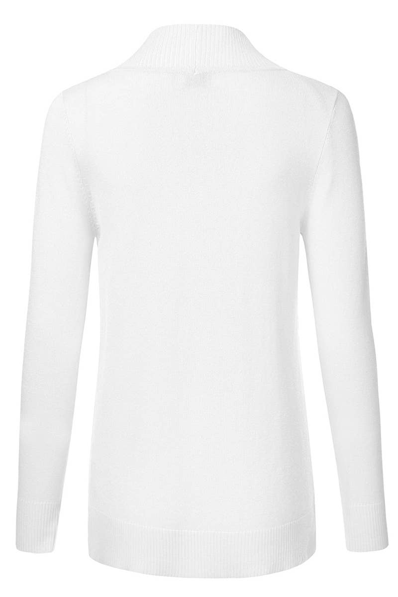 AWOCAL313_Open Front Long Sleeve Pockets Sweater Cardigan