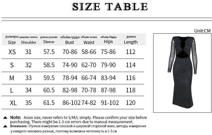 CWDMD4247_DIAMOND GLITTER HOLLOW LONG SLEEVE DRESS